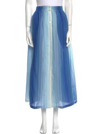 Pre-owned By Any Other Name Linen Midi Length Skirt In Blue