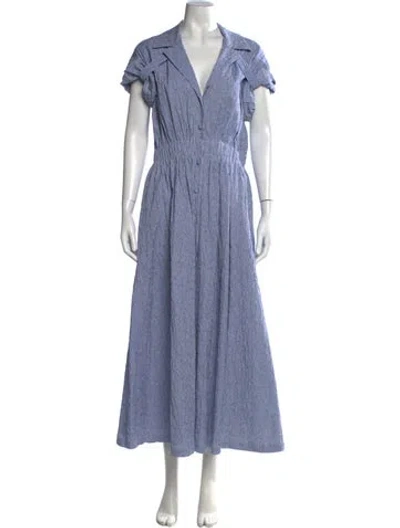Pre-owned By Any Other Name Striped Long Dress In Blue/white