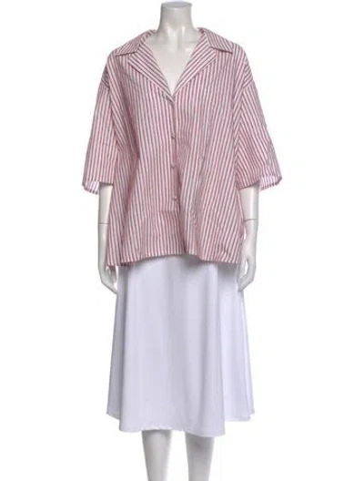 Pre-owned By Any Other Name Striped Short Sleeve Button-up Top