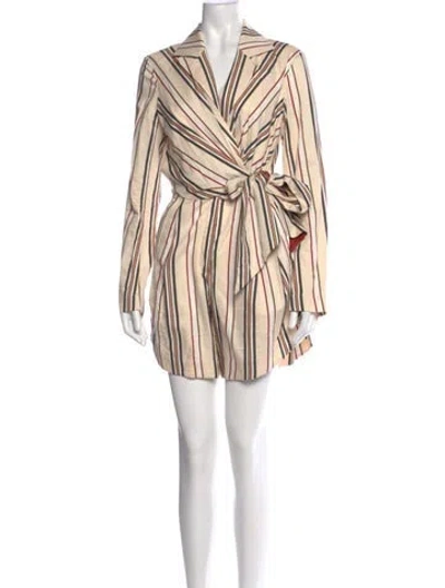 Pre-owned By Any Other Name Striped V-neck Jumpsuit W/ Tags In Neutral