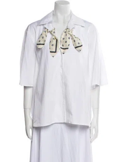Pre-owned By Any Other Name Three-quarter Sleeve Button-up Top In White
