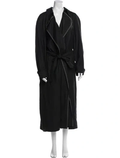Pre-owned By Any Other Name Virgin Wool Trench Coat In Black