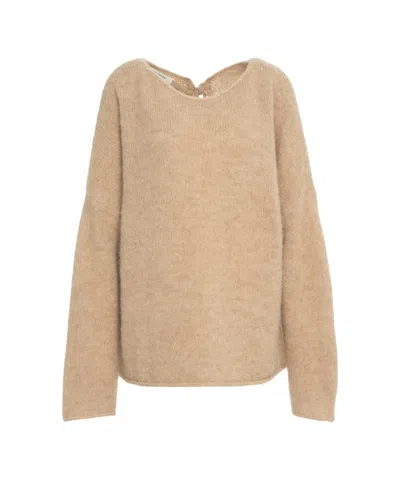 By Aylin Koenig Oversized Knit Sweater With Unique Back Detail In Brown