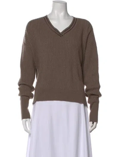 Pre-owned By. Bonnie Young Cashmere V-neck Sweater In Brown