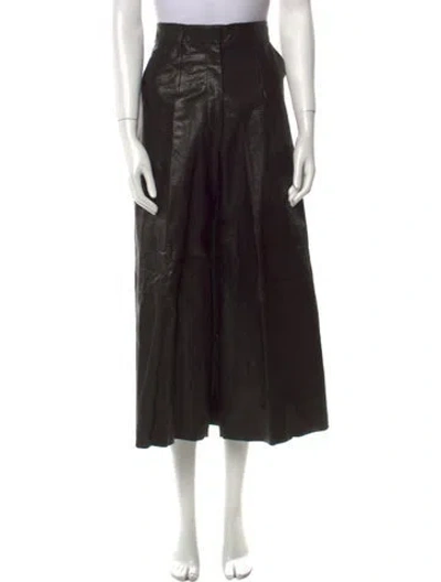Pre-owned By. Bonnie Young Lambskin Wide Leg Pants In Black