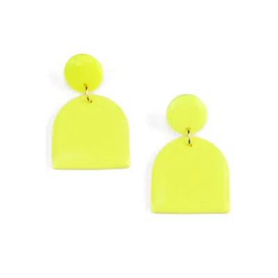 By Chavelli Women's Alexa Domes Dangly Earrings In Neon Yellow In Green