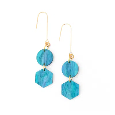 By Chavelli Women's Belle Geometric Dangly Earrings In Mediterranean Blue