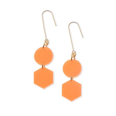 By Chavelli Women's Belle Geometric Dangly Earrings In Neon Orange