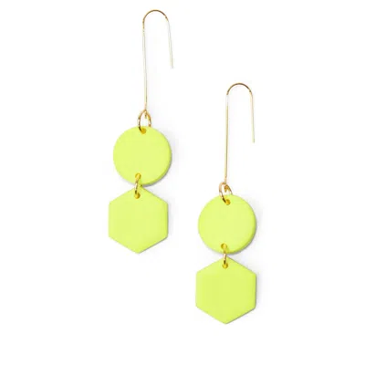 By Chavelli Women's Belle Geometric Dangly Earrings In Neon Yellow