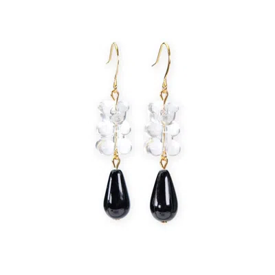 By Chavelli Women's Black Gummy Bear Pearl Drop Dangly Earrings In Clear
