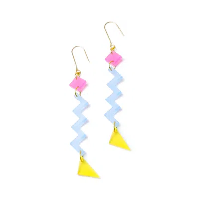 By Chavelli Women's Blue / Gold Geometric Zig Zag In Eighties Colours In Multi