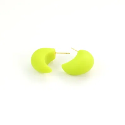 By Chavelli Women's Chubby Huggie Hoops In Neon Yellow