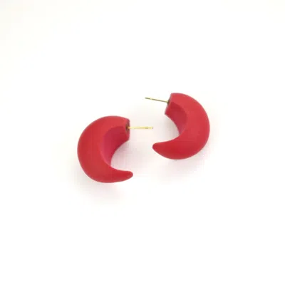 By Chavelli Women's Chubby Huggie Hoops In Red