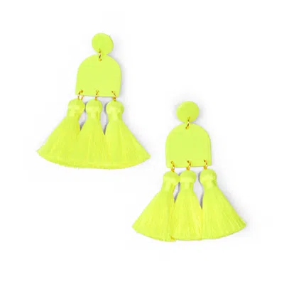 By Chavelli Women's Dancing Domes Tassels In Neon Yellow