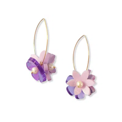 By Chavelli Women's Flowerball Dangly Earrings In Lavender In Purple