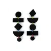 By Chavelli Women's Geometric Dangly Statement Earrings In Black