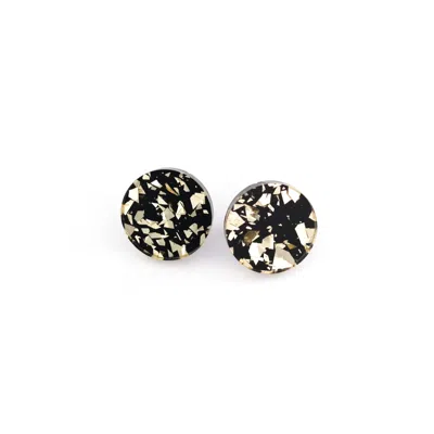 By Chavelli Women's Gold / Black Small Round Studs In Black & Gold Glitter In Multi