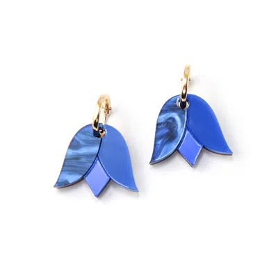 By Chavelli Women's Gold / Blue Tulip Earrings In Blue
