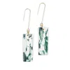 BY CHAVELLI WOMEN'S GOLD / GREEN / WHITE GIULIA DANGLY EARRINGS IN FOREST GREEN MARBLE
