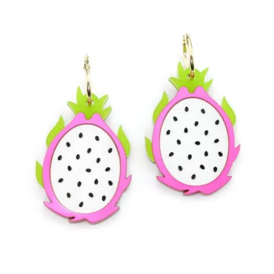 By Chavelli Women's Gold / White / Yellow Dragonfruit Earrings In Multi