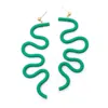 By Chavelli Women's Green Small Tube Squiggles Dangly Earrings In Emerald In Green