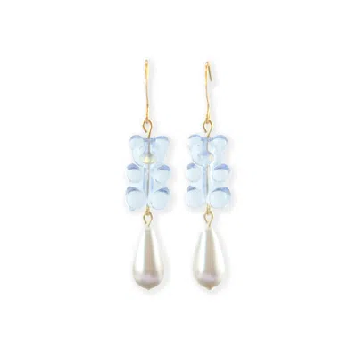 By Chavelli Women's Gummy Bear Pearl Drop Dangly Earrings In Baby Blue