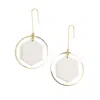 BY CHAVELLI WOMEN'S HEXAGON HALO DANGLY EARRINGS IN WHITE