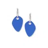 By Chavelli Women's Modern Art Drop Charm Hoop Earrings In Blue