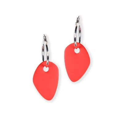 By Chavelli Women's Modern Art Drop Charm Hoop Earrings In Red
