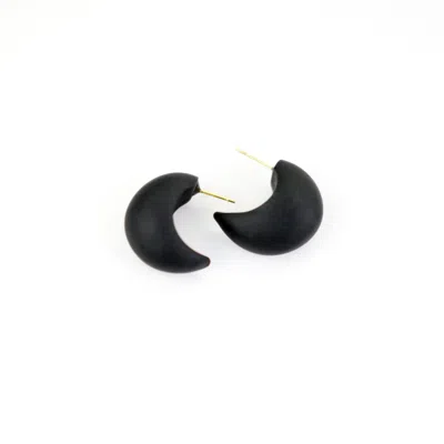 By Chavelli Women's Neutrals / Black Chubby Huggie Hoops In Black