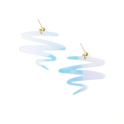 By Chavelli Women's Neutrals / Blue / Silver Squiggle Dangly Earrings In Iridescent In Multi