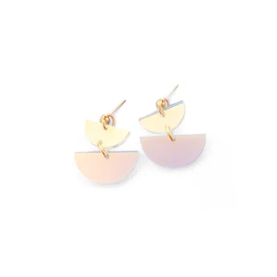 By Chavelli Women's Neutrals / Blue / Silver Twin Luna Half-moon Dangly Earrings In Iridescent In Multi