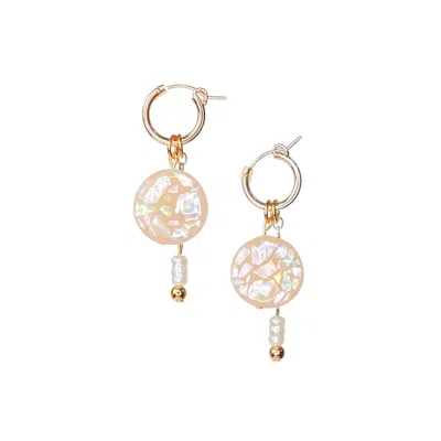 By Chavelli Women's Neutrals / Gold Mother-of-pearl Terrazzo Earrings In Natural