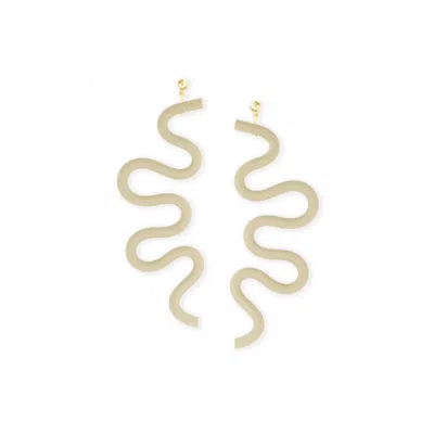 By Chavelli Women's Neutrals / Grey / Brown Small Tube Squiggles Dangly Earrings In Taupe In Multi