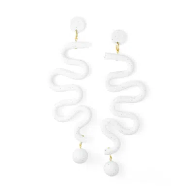 By Chavelli Women's Neutrals / Grey / White Tube Squiggles Dangly Statement Earrings In Granite In Multi