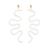 By Chavelli Women's Neutrals / White Small Tube Squiggles Dangly Earrings In White In White
