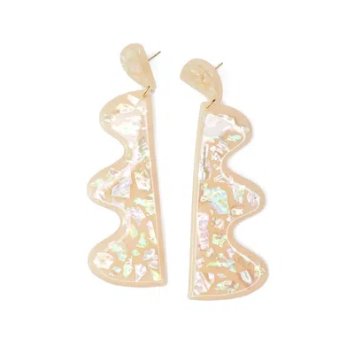 By Chavelli Women's Neutrals Wiggles Dangly Earrings In Mother Of Pearl