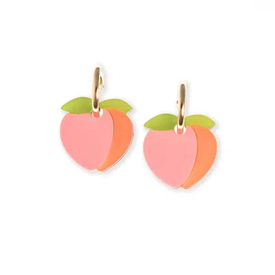 By Chavelli Women's Orange Peach Dangly Hoop Earrings In 18mm Gold-filled