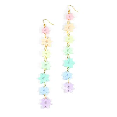 By Chavelli Women's Pastel Rainbow Flowers Dangly Earrings