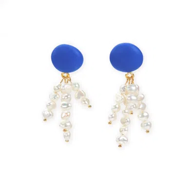 By Chavelli Women's Pearl Tassel Dangly Earrings In Blue