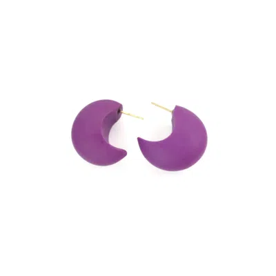 By Chavelli Women's Pink / Purple Chubby Huggie Hoops In Deep Purple In Multi