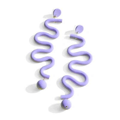 By Chavelli Women's Pink / Purple Lavender Tube Squiggle Earrings In Green