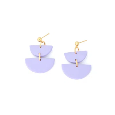 By Chavelli Women's Pink / Purple Twin Luna Half-moon Dangly Earrings In Lavender