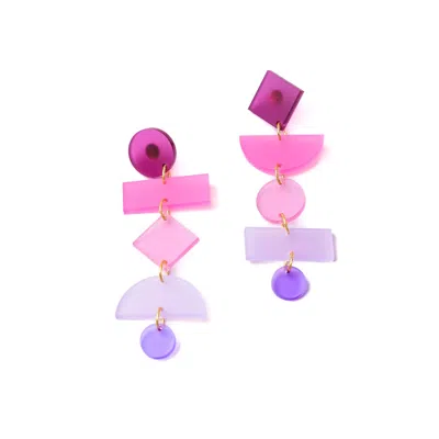 By Chavelli Women's Purple Geometric Dangle In Pink Ombre