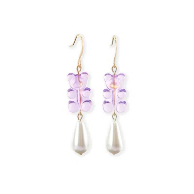 By Chavelli Women's Purple Gummy Bear Pearl Drop Dangly Earrings In Lavender