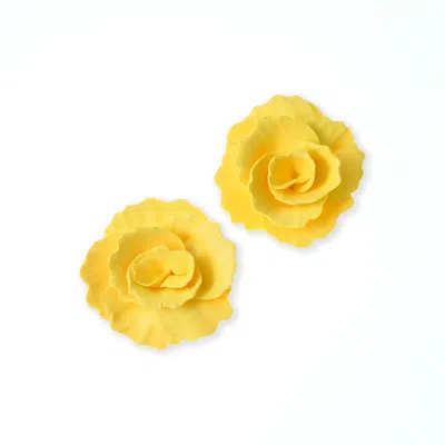 By Chavelli Women's Rosette Large Stud Earrings In Yellow