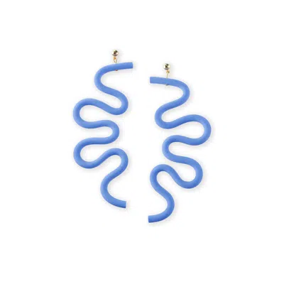 By Chavelli Women's Small Tube Squiggles Dangly Earrings In Cornflower Blue