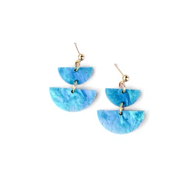 By Chavelli Women's Twin Luna Half-moon Dangly Earrings In Mediterranean Blue
