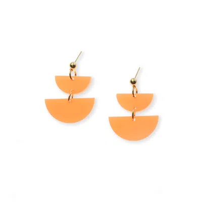 By Chavelli Women's Twin Luna Half-moon Dangly Earrings In Neon Orange