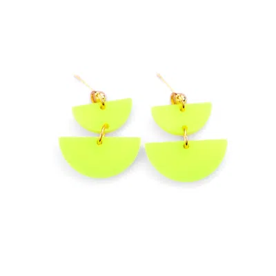 By Chavelli Women's Twin Luna Half-moon Dangly Earrings In Neon Yellow